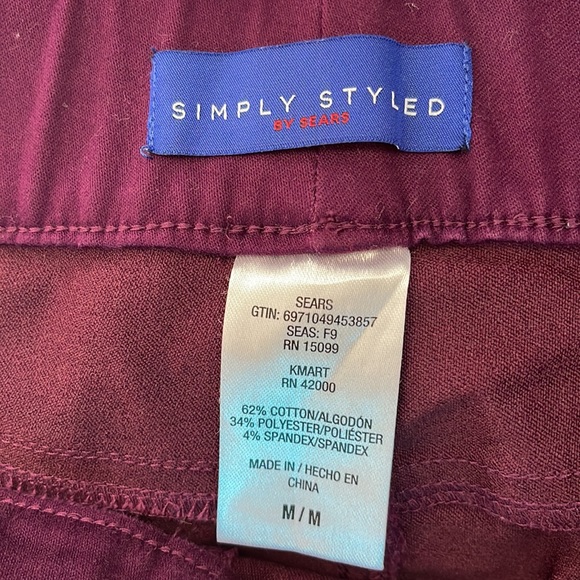 Simply Styled by Sears Burgundy Jeans, Size M/M - Picture 5 of 5